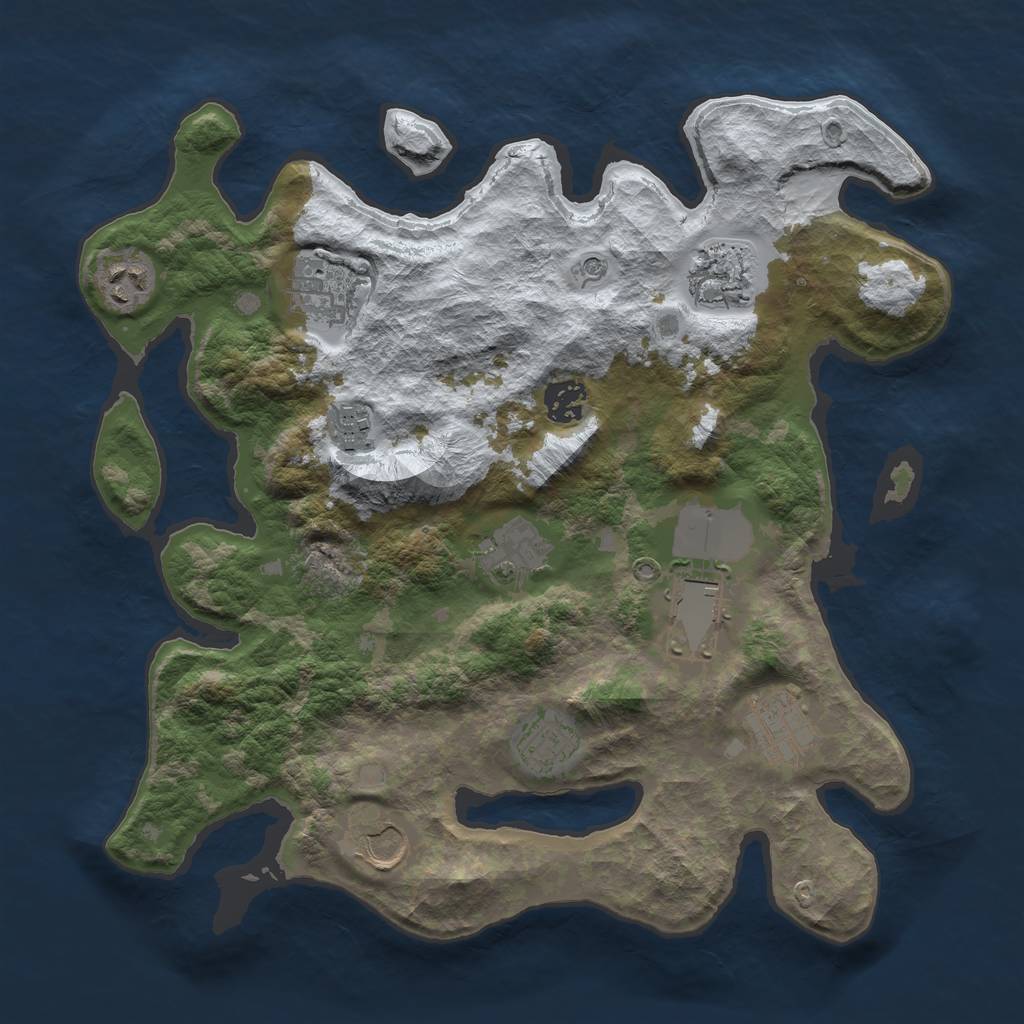 Rust Map: Barren, Size: 3500, Seed: 781, 13 Monuments
