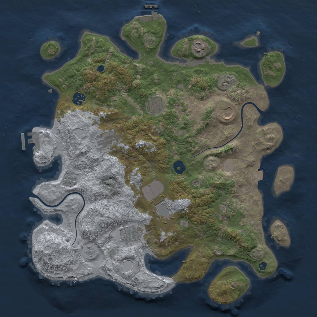 Rust Map: Procedural Map, Size: 3800, Seed: 737622428, 15 Monuments