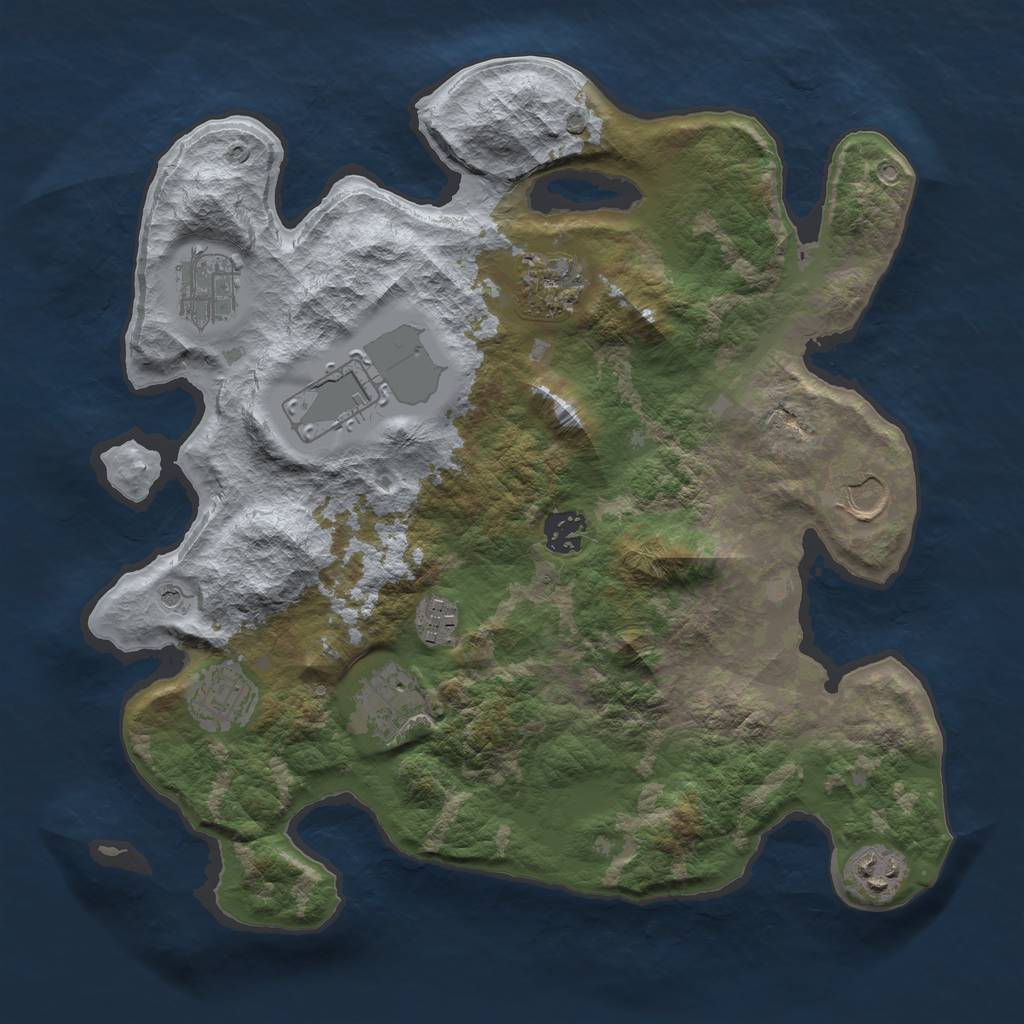 Rust Map: Barren, Size: 3500, Seed: 1801210404, 12 Monuments