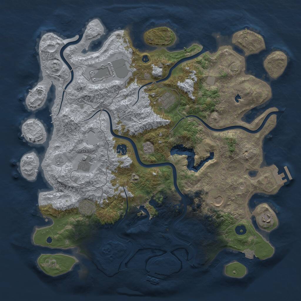 Rust Map: Procedural Map, Size: 4200, Seed: 1021164755, 14 Monuments