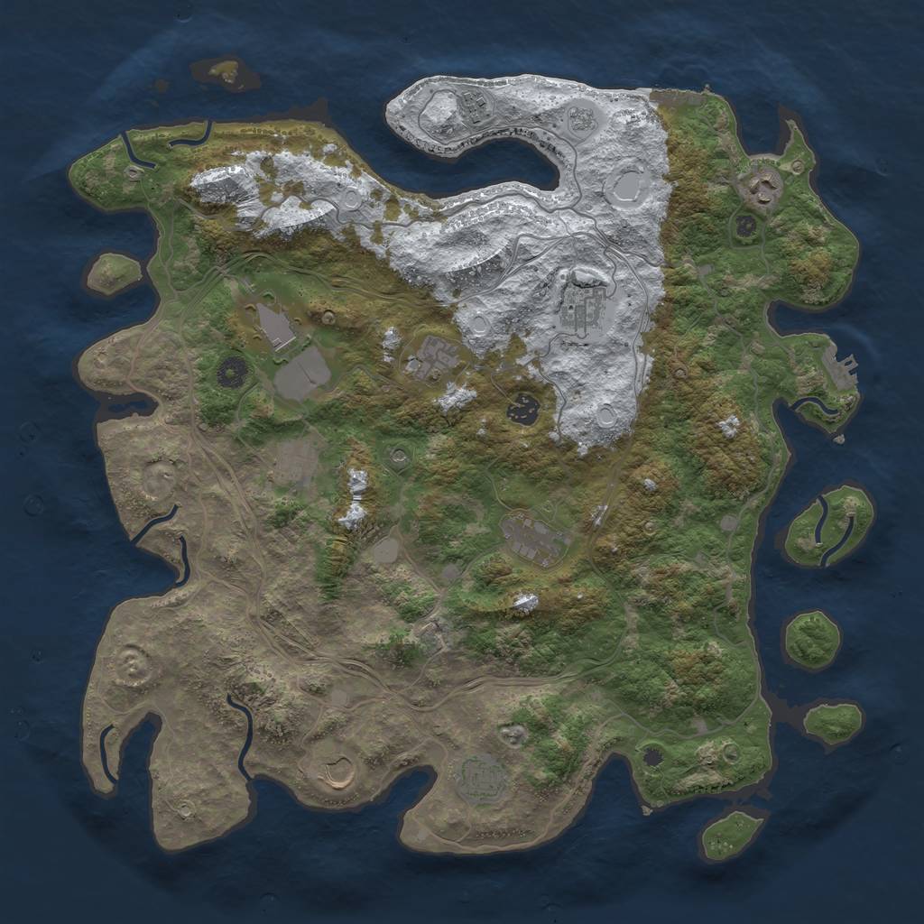 Rust Map: Procedural Map, Size: 4400, Seed: 56681200, 19 Monuments