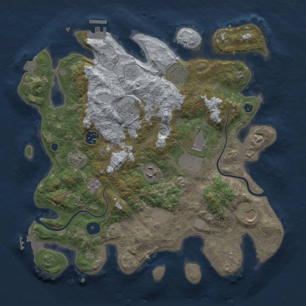 Rust Map: Procedural Map, Size: 3550, Seed: 389985, 14 Monuments