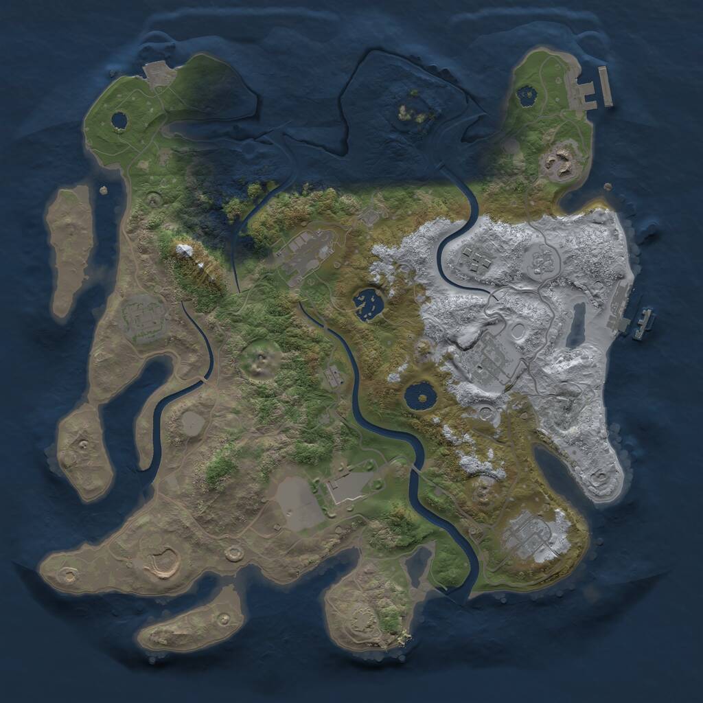 Rust Map: Procedural Map, Size: 3500, Seed: 559143209, 15 Monuments