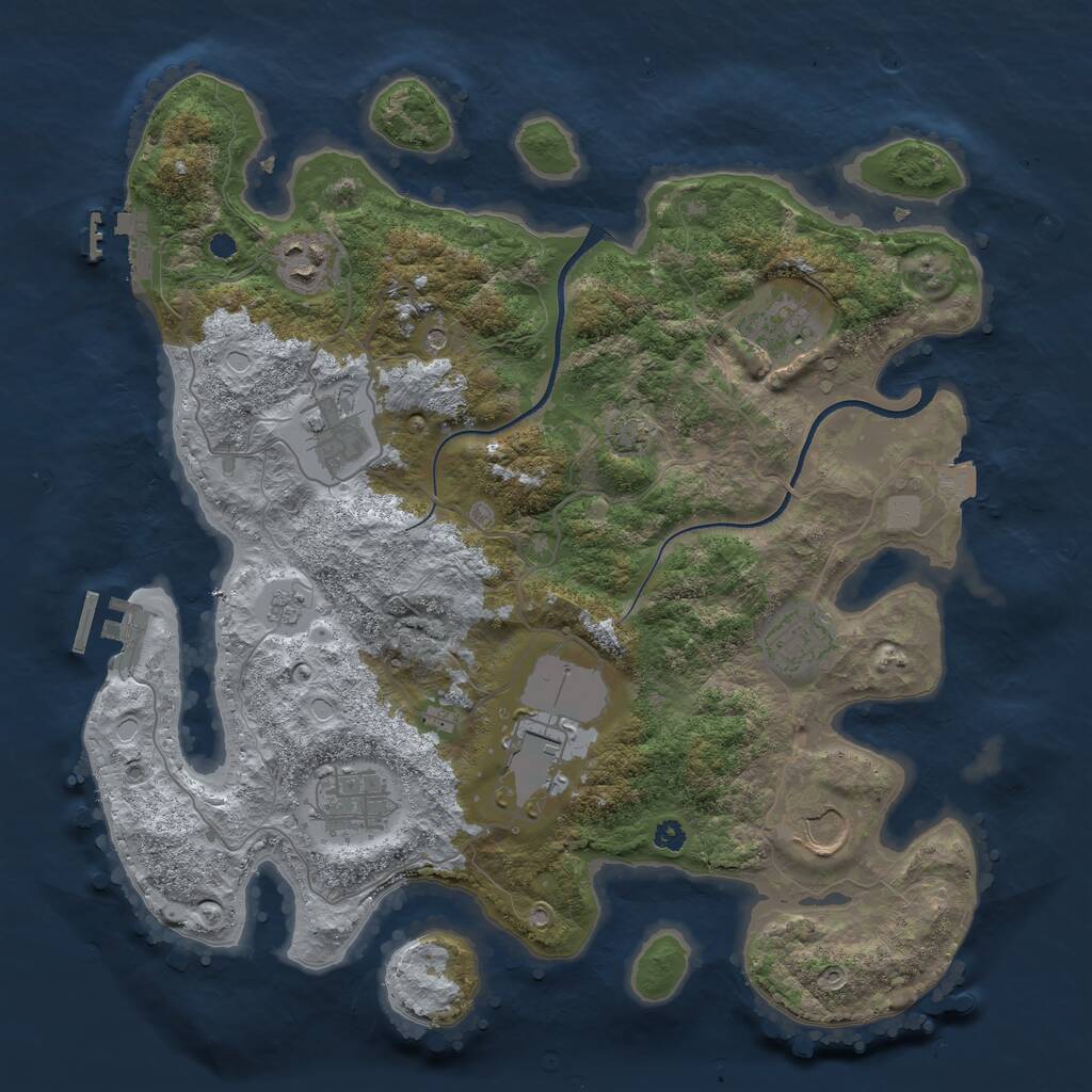 Rust Map: Procedural Map, Size: 3500, Seed: 79319, 13 Monuments