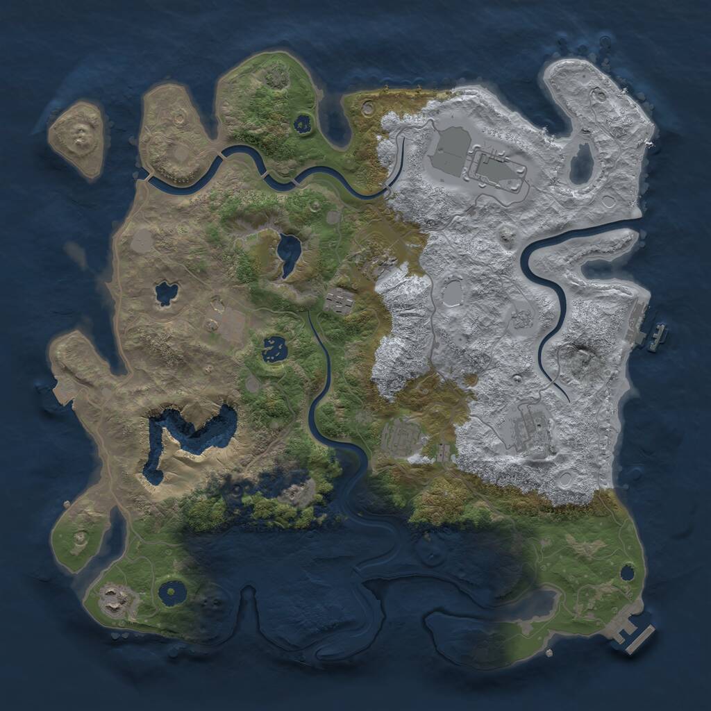 Rust Map: Procedural Map, Size: 4000, Seed: 1369525137, 14 Monuments
