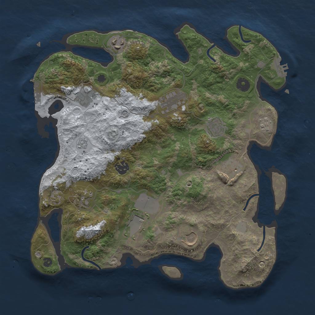 Rust Map: Procedural Map, Size: 3500, Seed: 1268220527, 19 Monuments