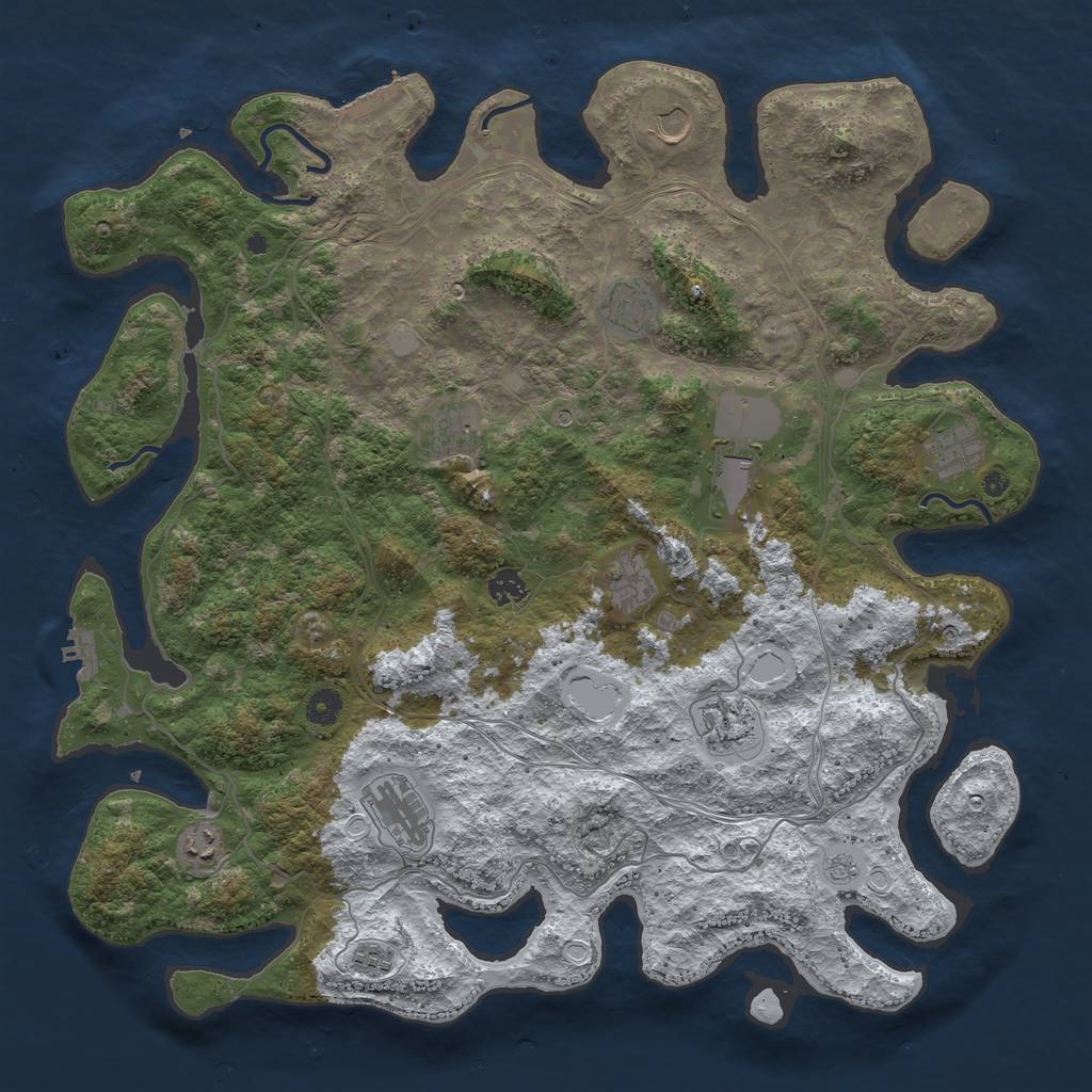 Rust Map: Procedural Map, Size: 4500, Seed: 228327129, 20 Monuments