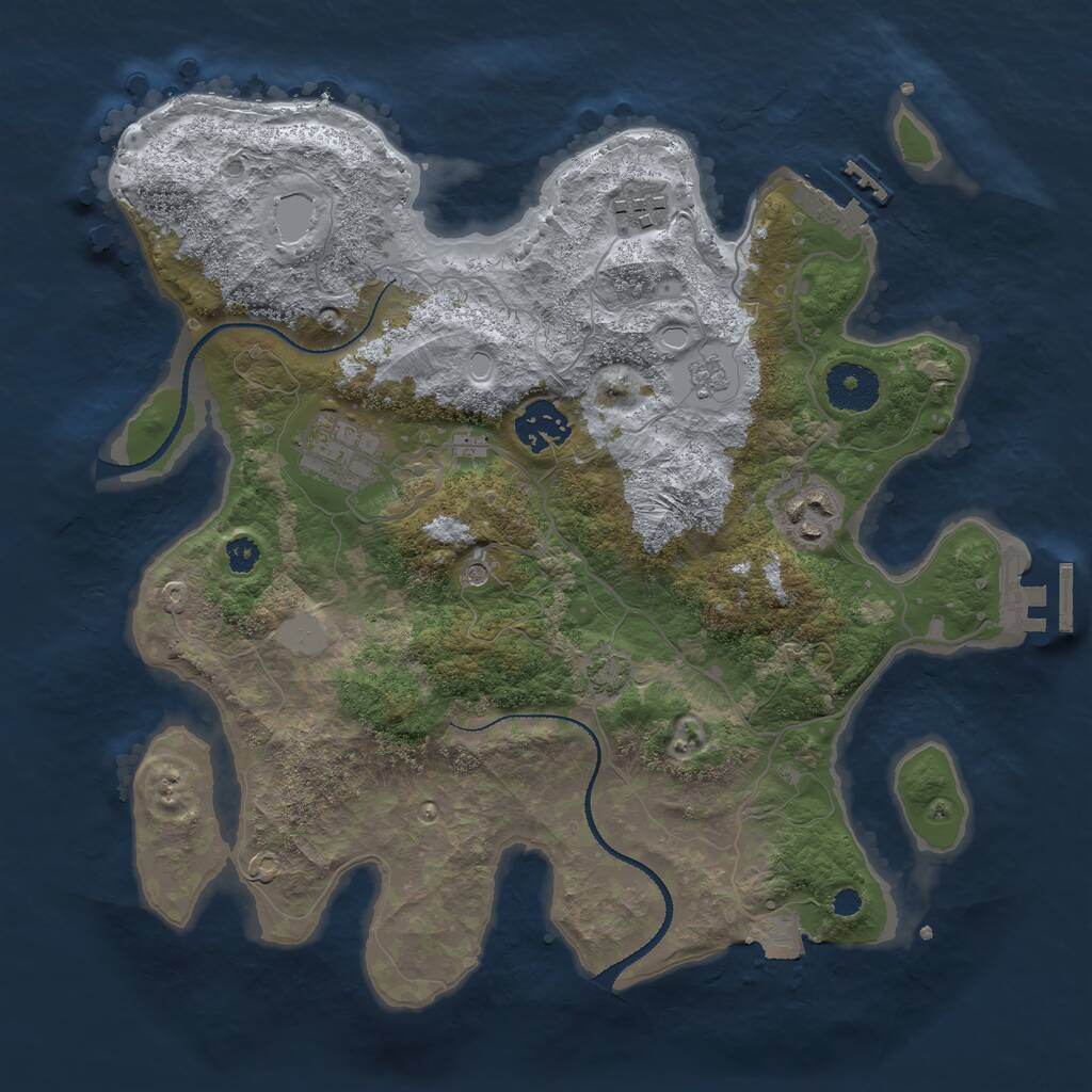 Rust Map: Procedural Map, Size: 3200, Seed: 875360502, 10 Monuments
