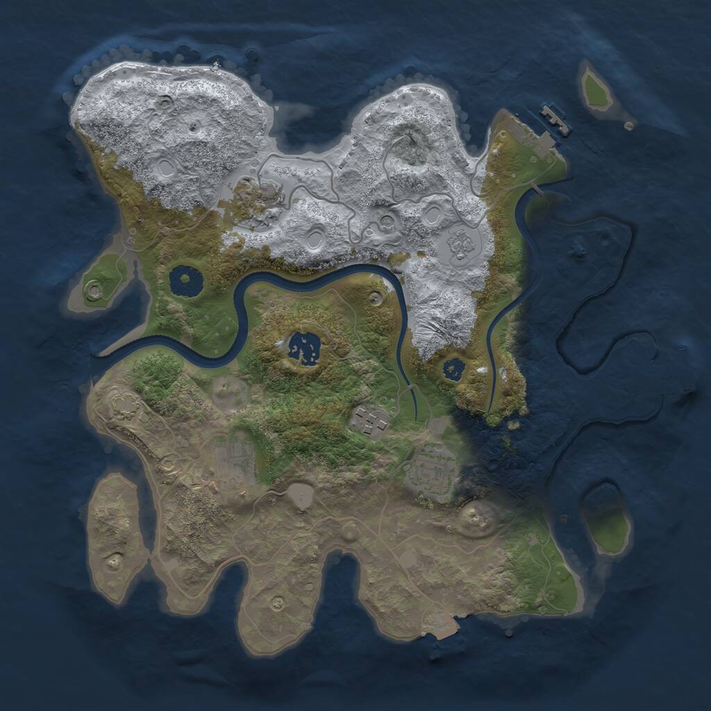 Rust Map: Procedural Map, Size: 3200, Seed: 875360502, 11 Monuments