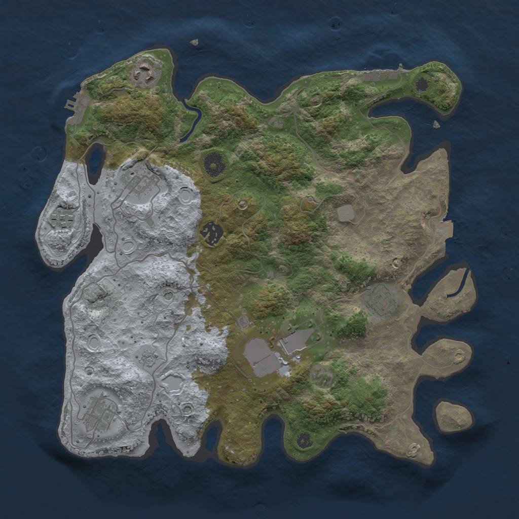 Rust Map: Procedural Map, Size: 3500, Seed: 2057064921, 14 Monuments