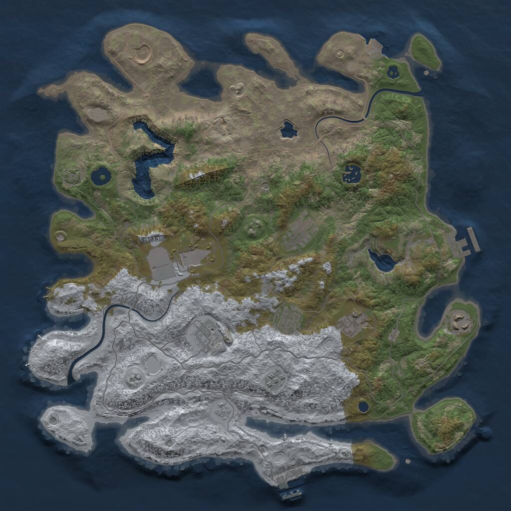 Rust Map: Procedural Map, Size: 4000, Seed: 45654, 15 Monuments