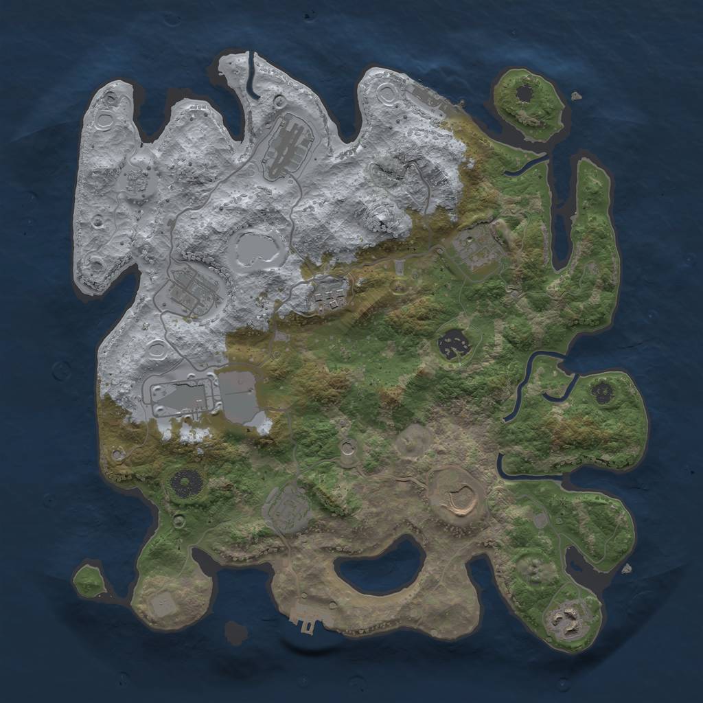 Rust Map: Procedural Map, Size: 3500, Seed: 622326314, 16 Monuments