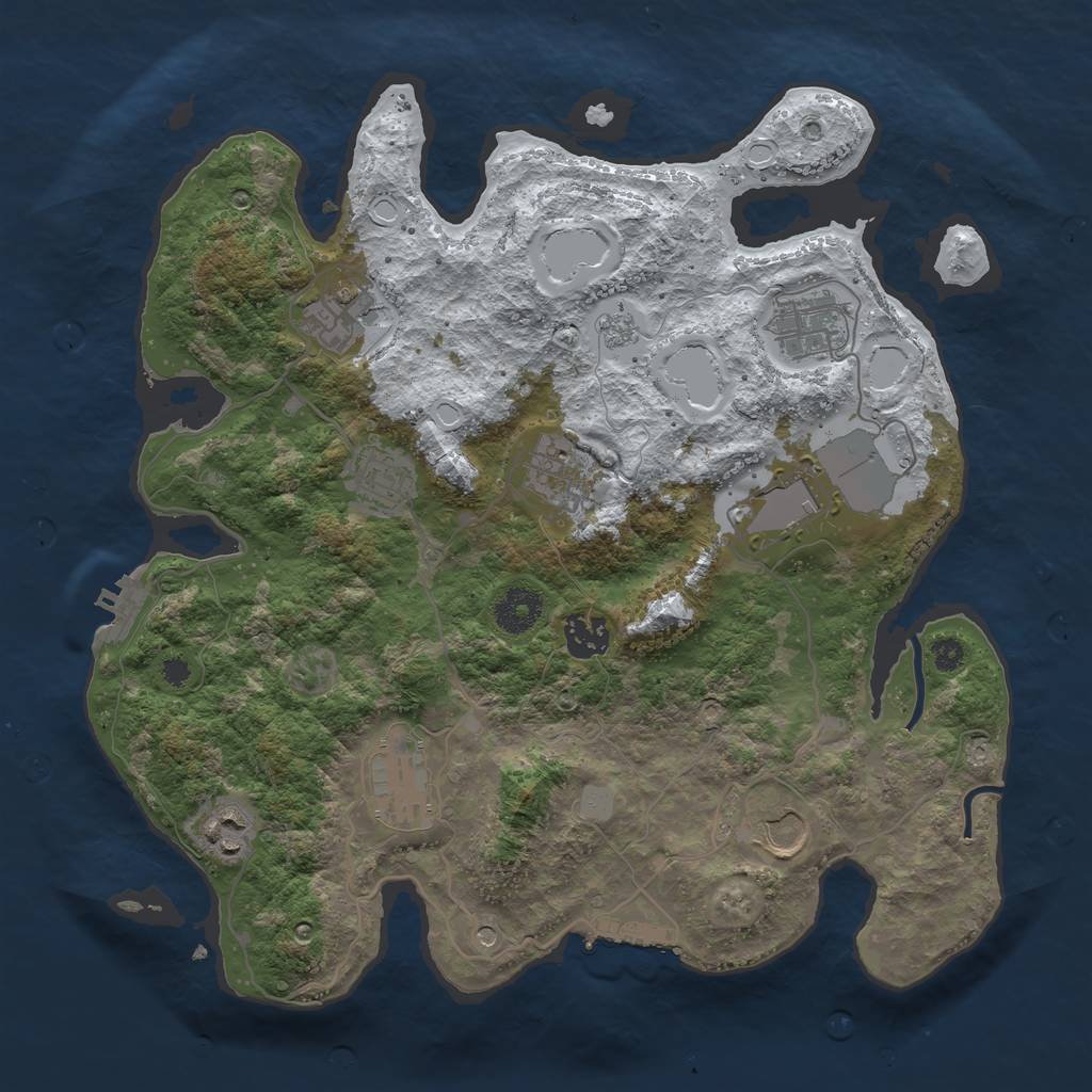 Rust Map: Procedural Map, Size: 3500, Seed: 1110926402, 18 Monuments