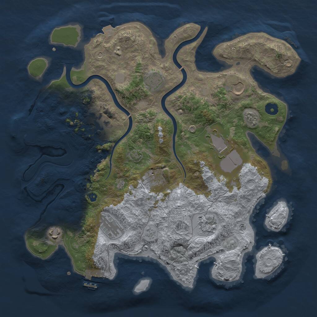 Rust Map: Procedural Map, Size: 3700, Seed: 882172641, 15 Monuments