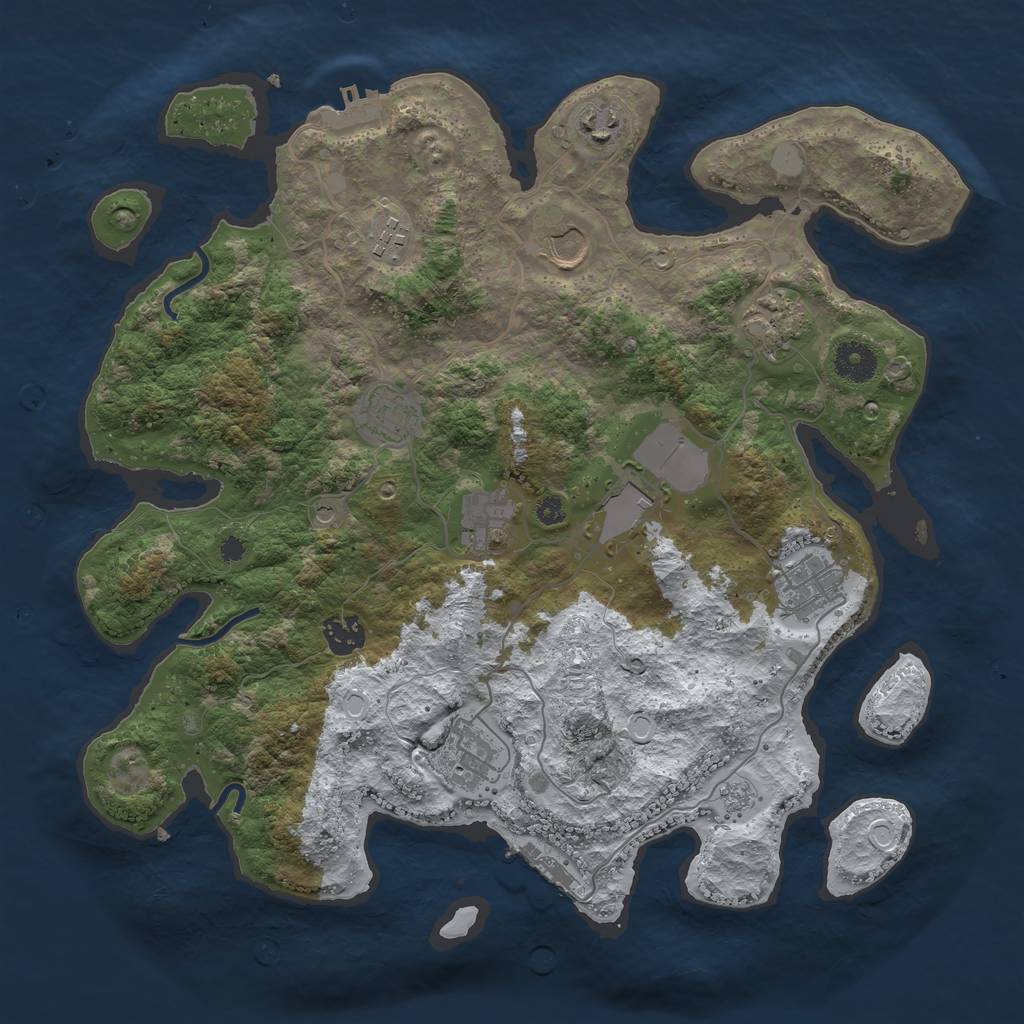 Rust Map: Procedural Map, Size: 3700, Seed: 882172641, 19 Monuments