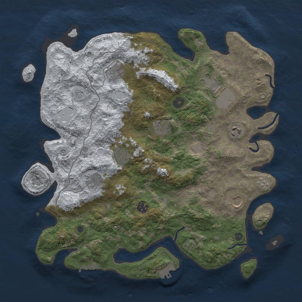 Rust Map: Procedural Map, Size: 4000, Seed: 199249617, 18 Monuments