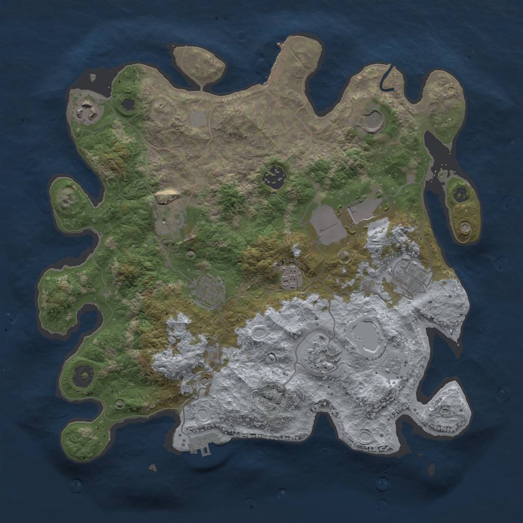 Rust Map: Procedural Map, Size: 3500, Seed: 1258266374, 16 Monuments