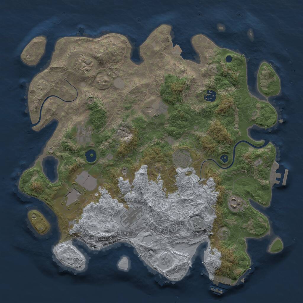 Rust Map: Procedural Map, Size: 3800, Seed: 27210623, 15 Monuments