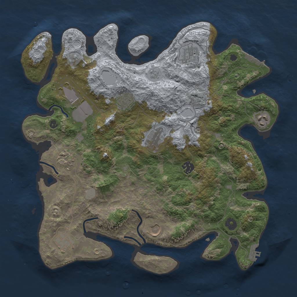 Rust Map: Procedural Map, Size: 3750, Seed: 913795899, 18 Monuments