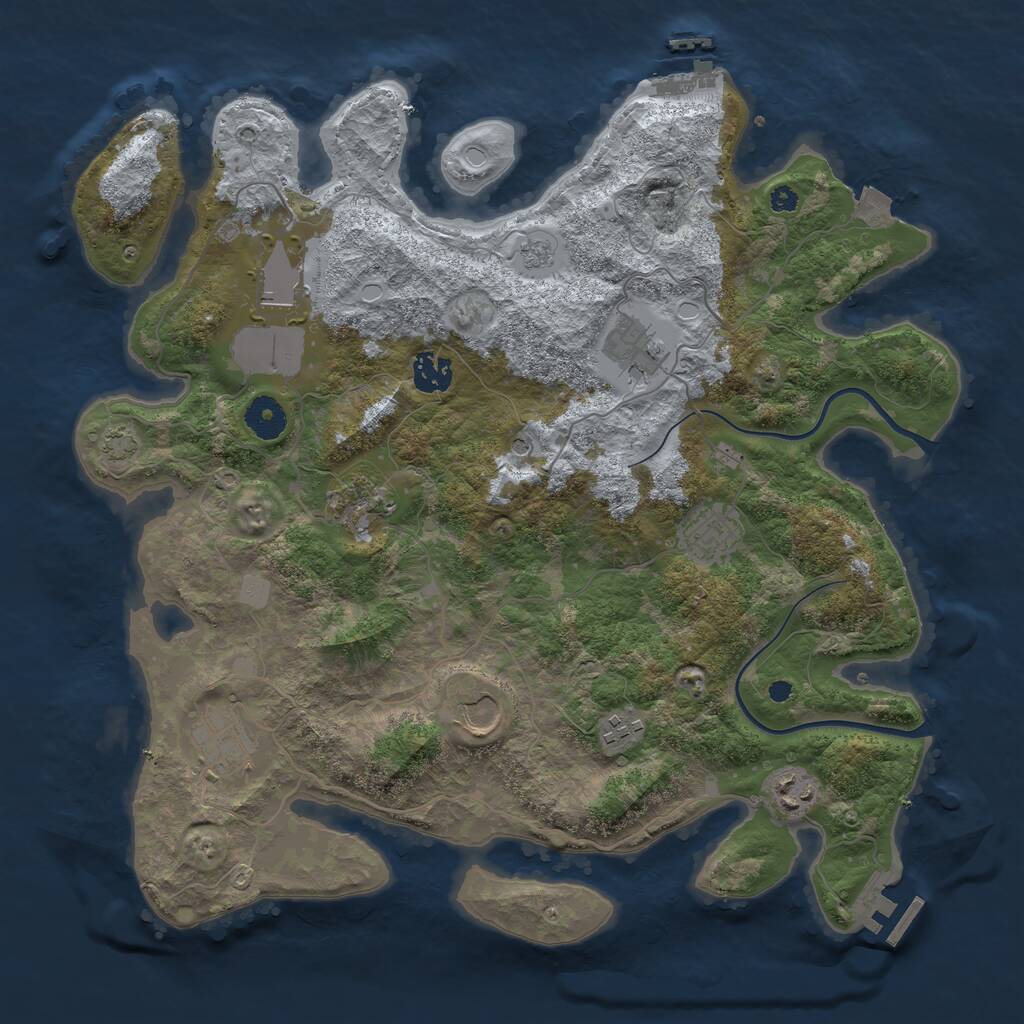 Rust Map: Procedural Map, Size: 3750, Seed: 913795899, 15 Monuments