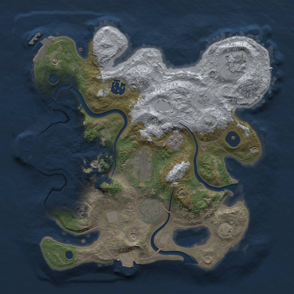 Rust Map: Procedural Map, Size: 3000, Seed: 2126829259, 11 Monuments