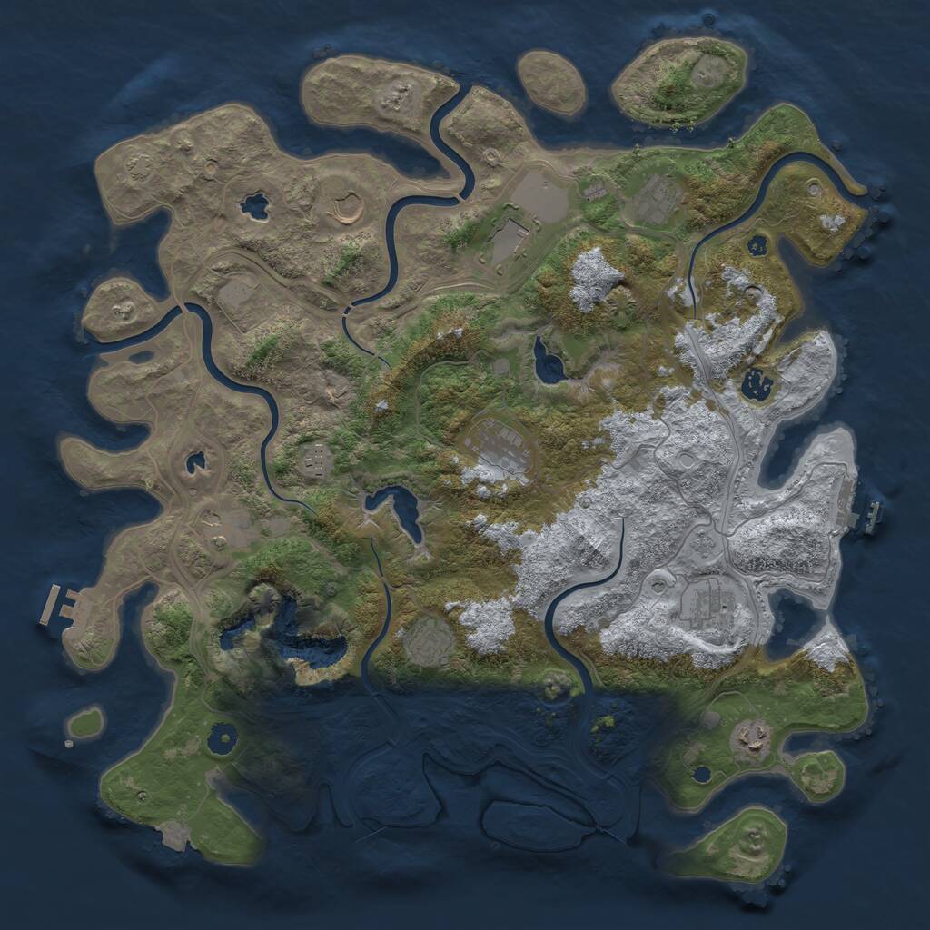 Rust Map: Procedural Map, Size: 4500, Seed: 621356612, 16 Monuments