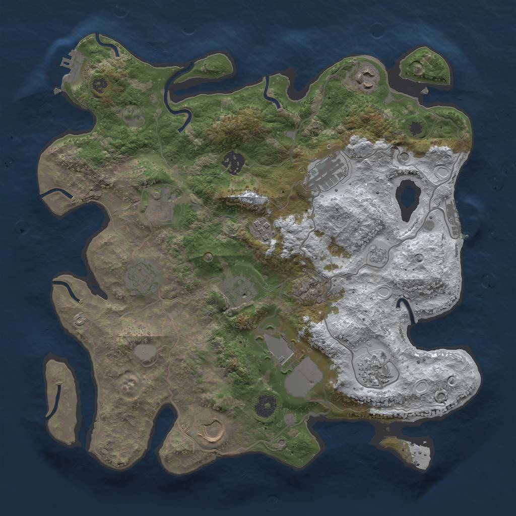 Rust Map: Procedural Map, Size: 3500, Seed: 2113134019, 19 Monuments