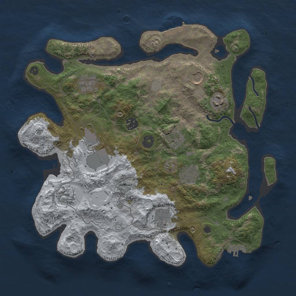 Rust Map: Procedural Map, Size: 3500, Seed: 973311165, 17 Monuments
