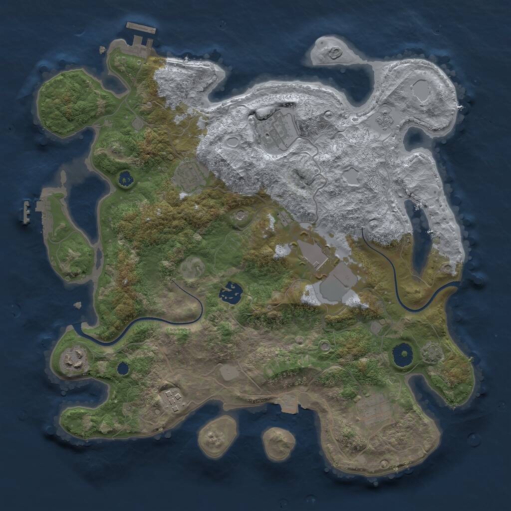 Rust Map: Procedural Map, Size: 3500, Seed: 1625860056, 13 Monuments