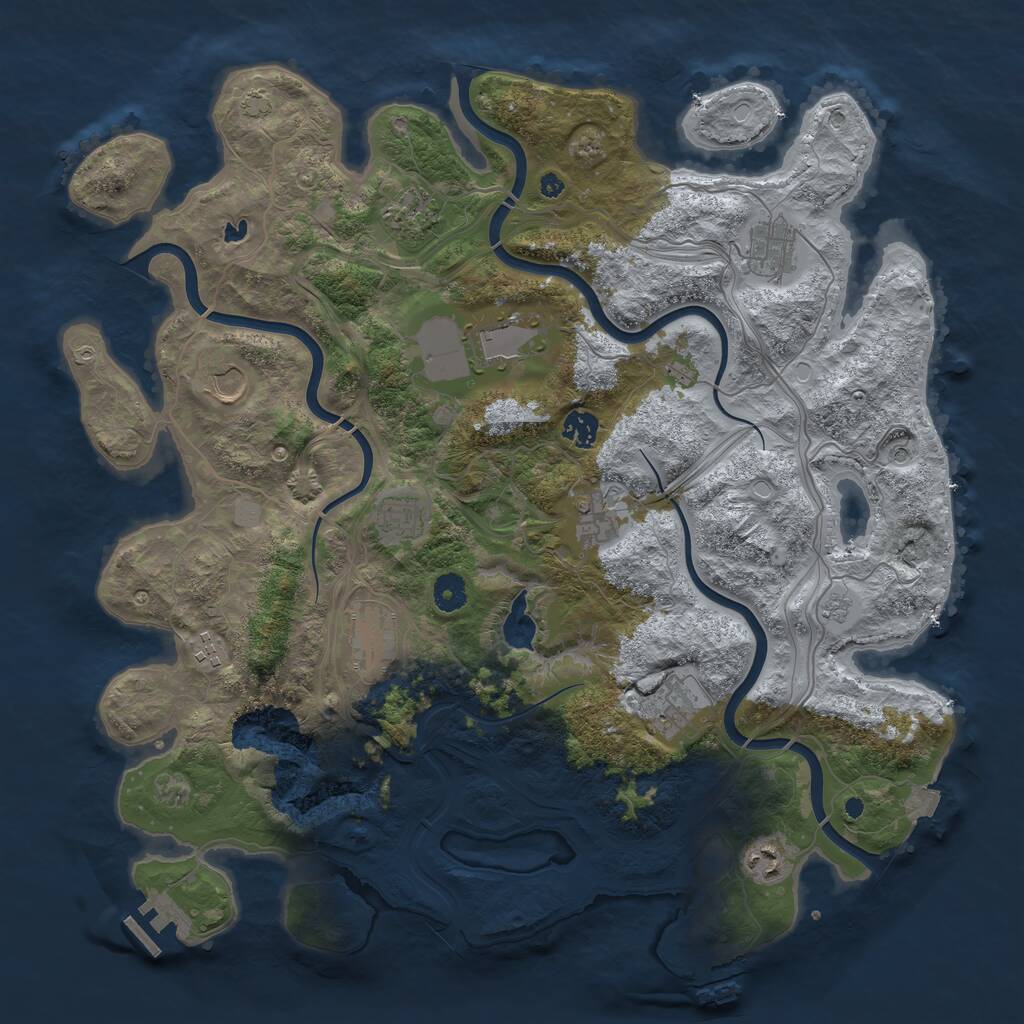 Rust Map: Procedural Map, Size: 4250, Seed: 1037991841, 17 Monuments