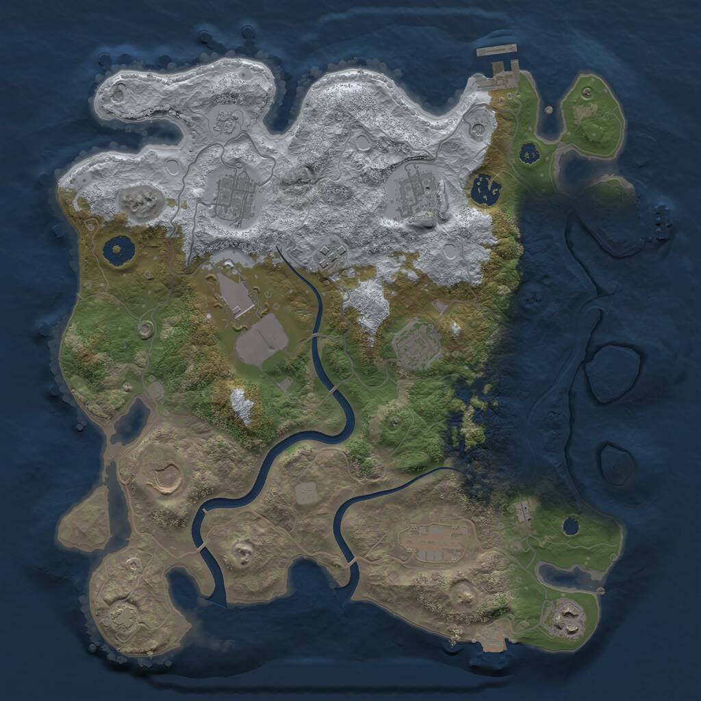 Rust Map: Procedural Map, Size: 3500, Seed: 1513434633, 15 Monuments