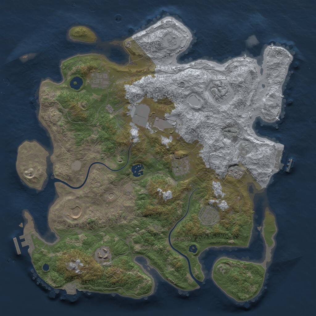 Rust Map: Procedural Map, Size: 3750, Seed: 826117339, 15 Monuments