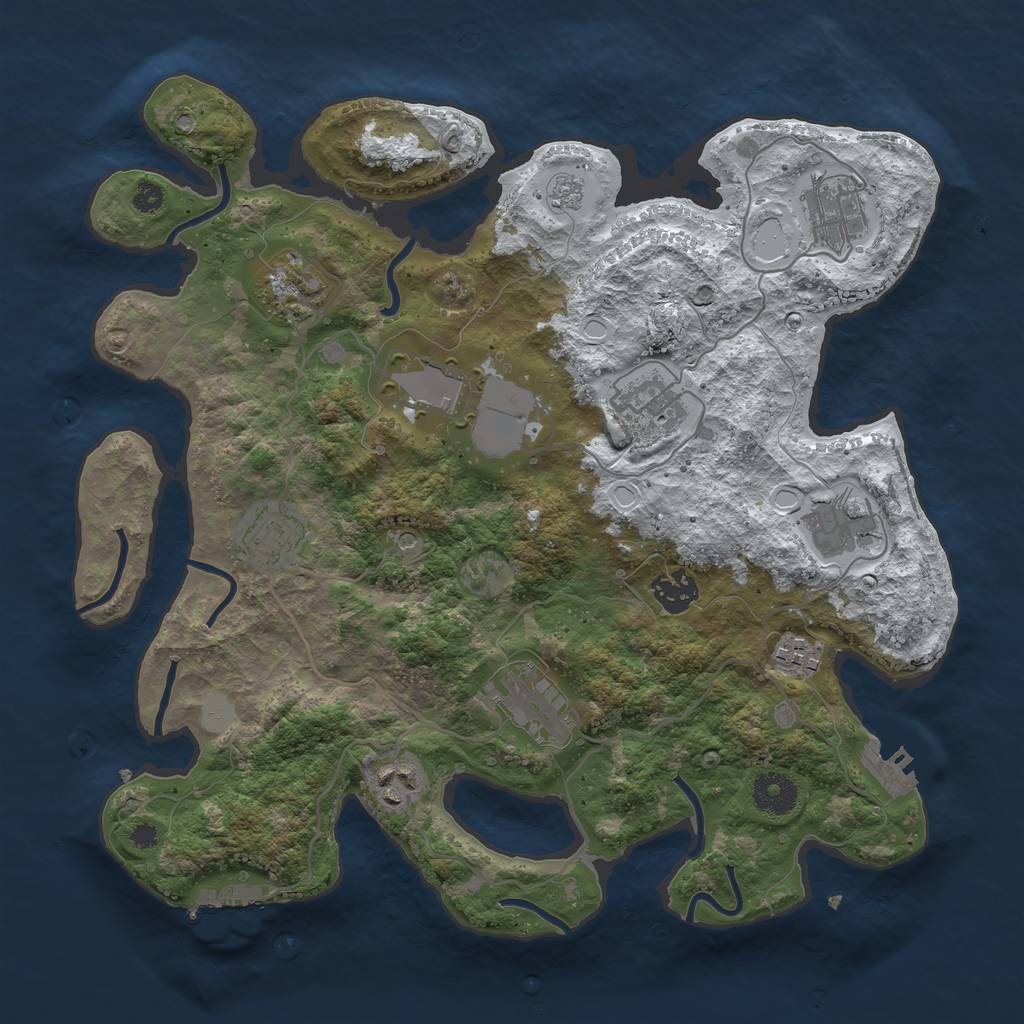 Rust Map: Procedural Map, Size: 3500, Seed: 781673050, 19 Monuments