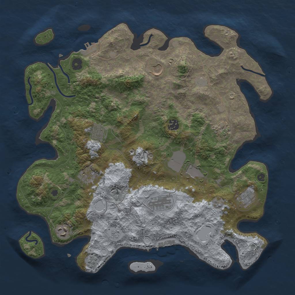 Rust Map: Procedural Map, Size: 3850, Seed: 273758458, 19 Monuments