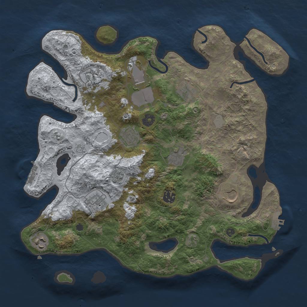Rust Map: Procedural Map, Size: 3600, Seed: 8346123, 18 Monuments