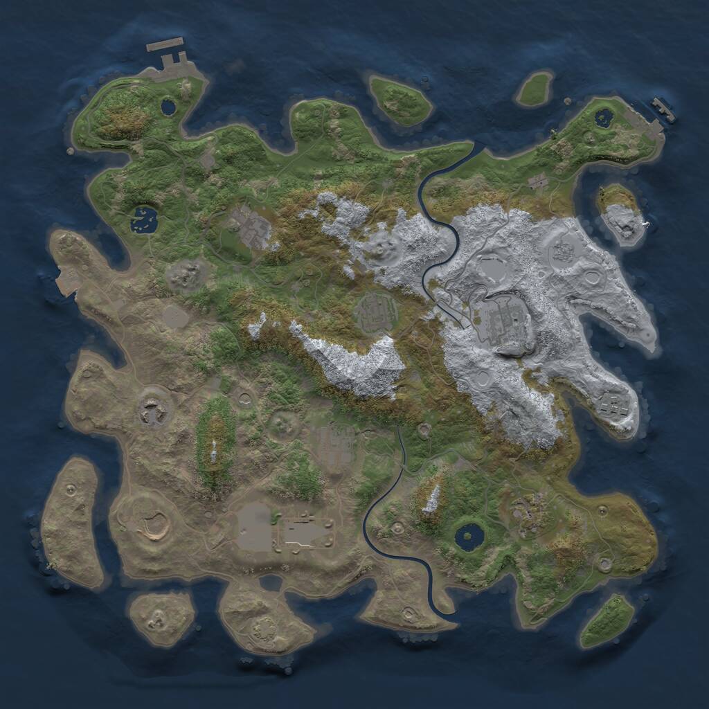 Rust Map: Procedural Map, Size: 3850, Seed: 2048906554, 16 Monuments