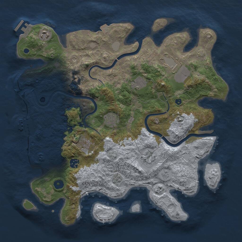 Rust Map: Procedural Map, Size: 3800, Seed: 8734535, 14 Monuments