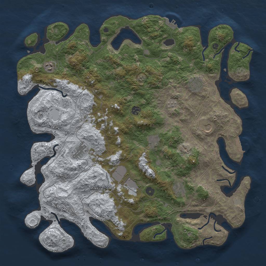 Rust Map: Procedural Map, Size: 4500, Seed: 1841113851, 18 Monuments