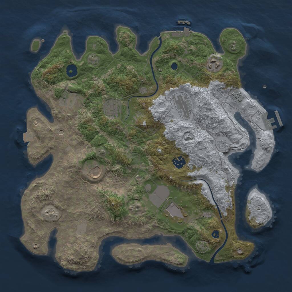 Rust Map: Procedural Map, Size: 3600, Seed: 1656801559, 14 Monuments