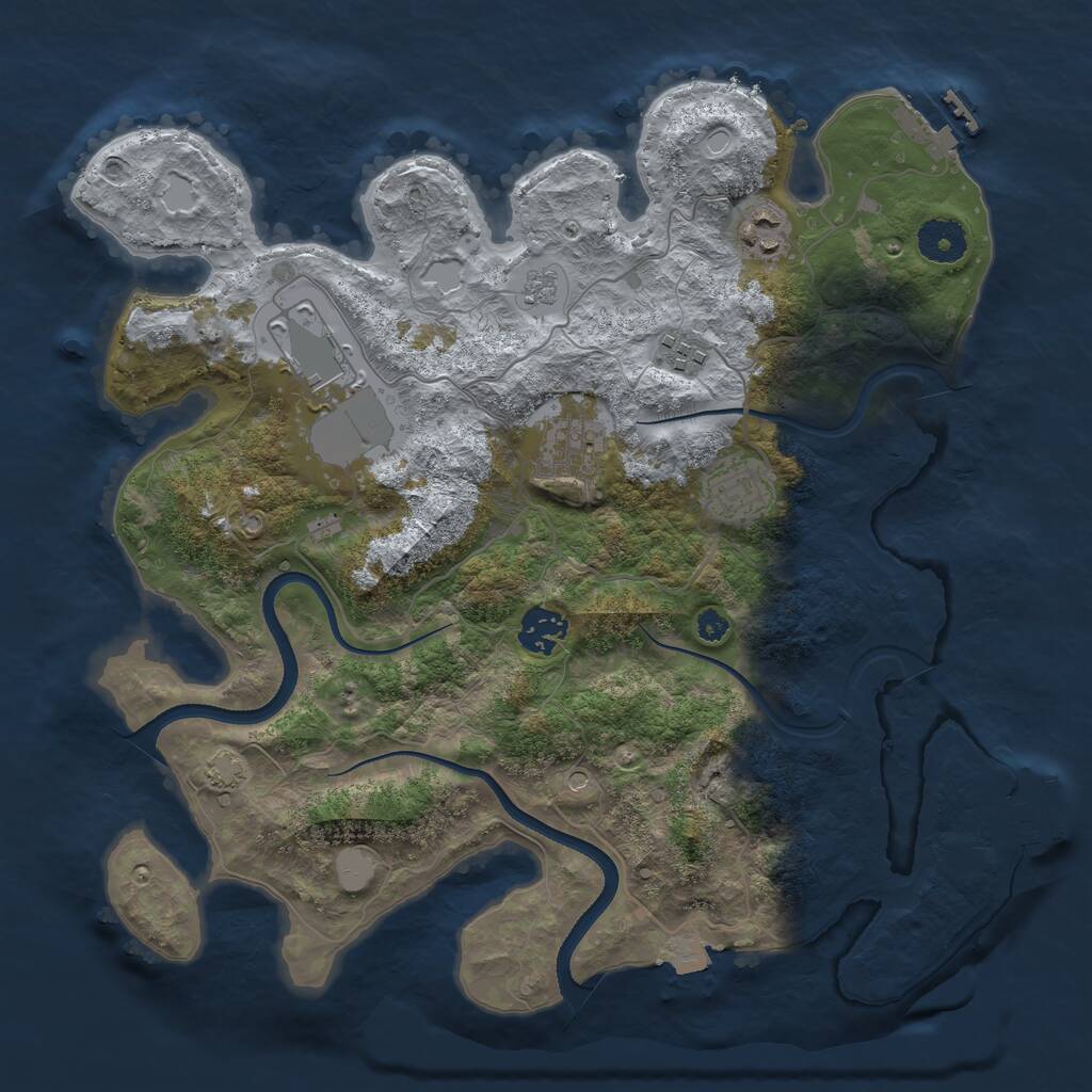 Rust Map: Procedural Map, Size: 3500, Seed: 57163064, 12 Monuments