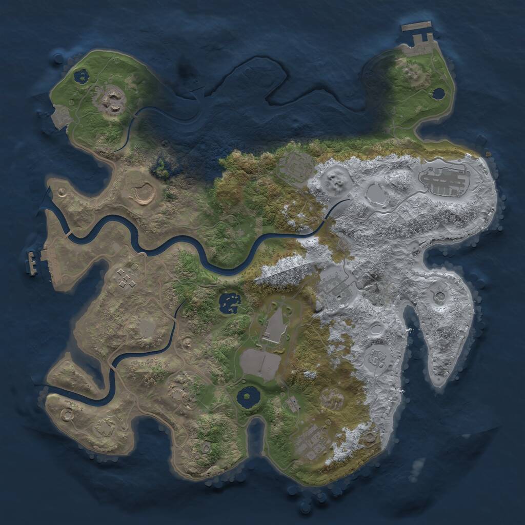 Rust Map: Procedural Map, Size: 3550, Seed: 180656, 16 Monuments