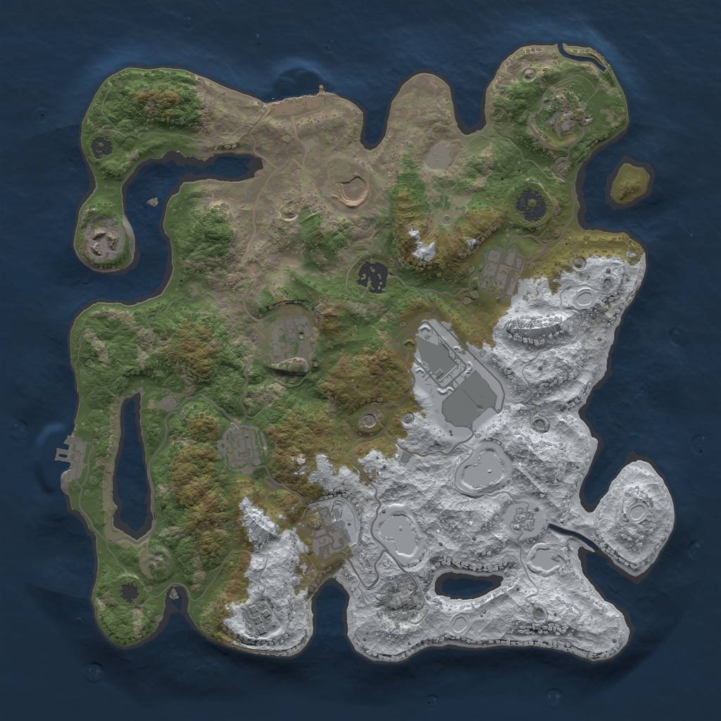 Rust Map: Procedural Map, Size: 3500, Seed: 1977825258, 19 Monuments