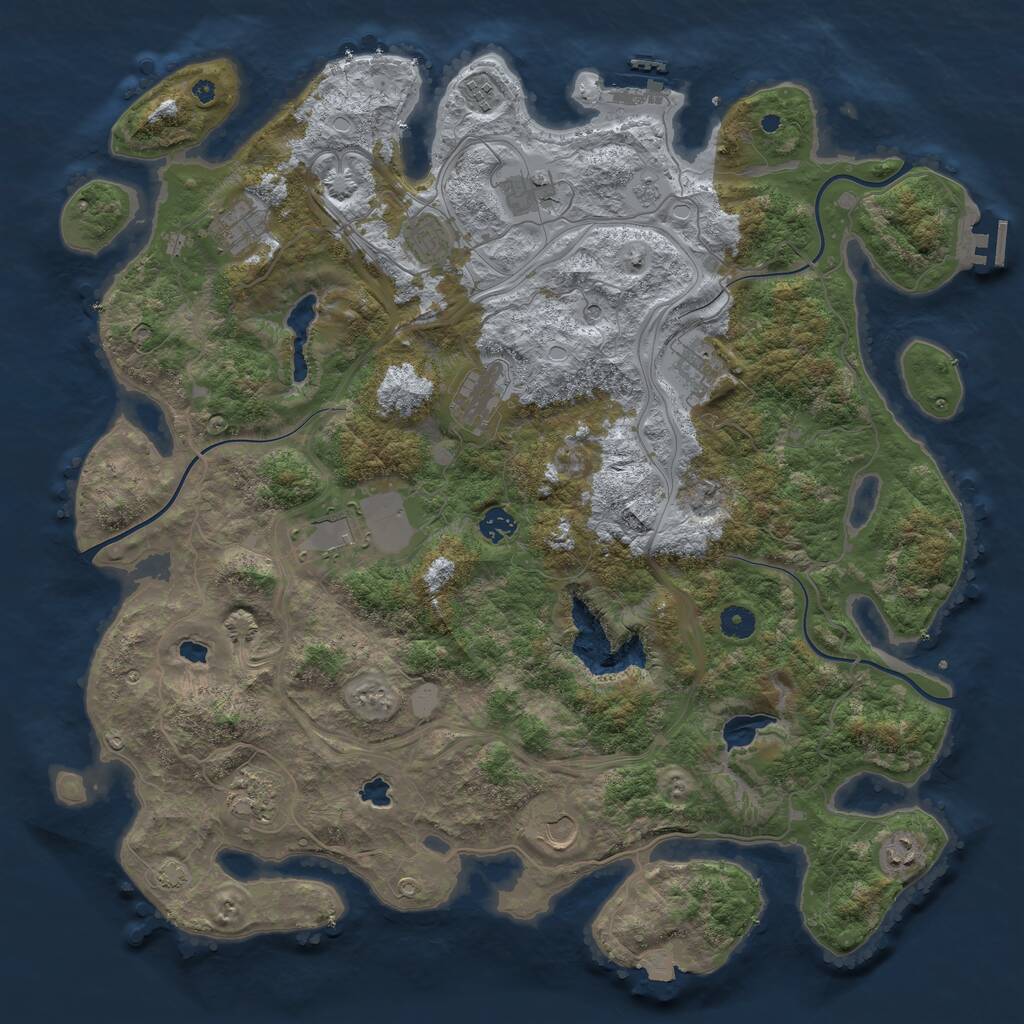 Rust Map: Procedural Map, Size: 4500, Seed: 963942017, 17 Monuments
