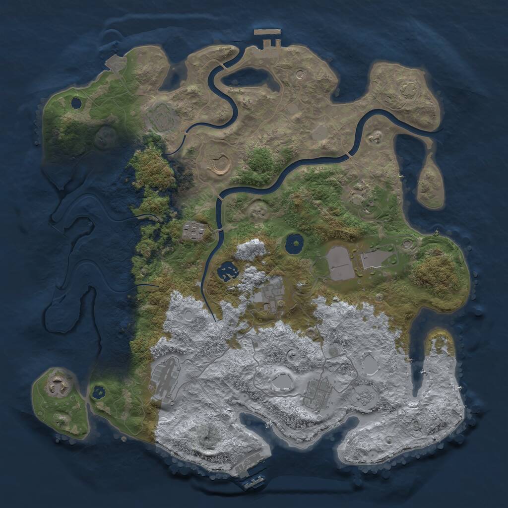 Rust Map: Procedural Map, Size: 3850, Seed: 623433936, 16 Monuments