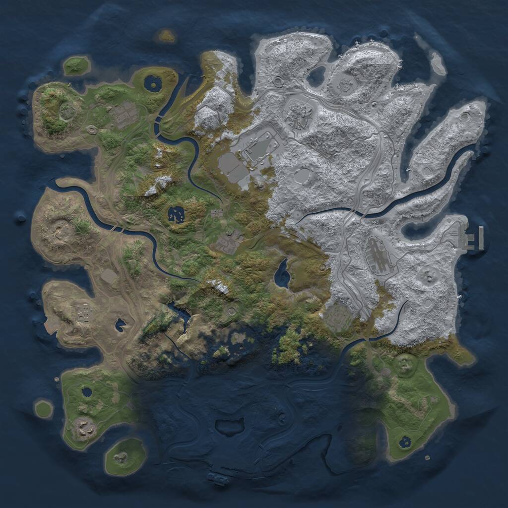 Rust Map: Procedural Map, Size: 4300, Seed: 6502, 16 Monuments
