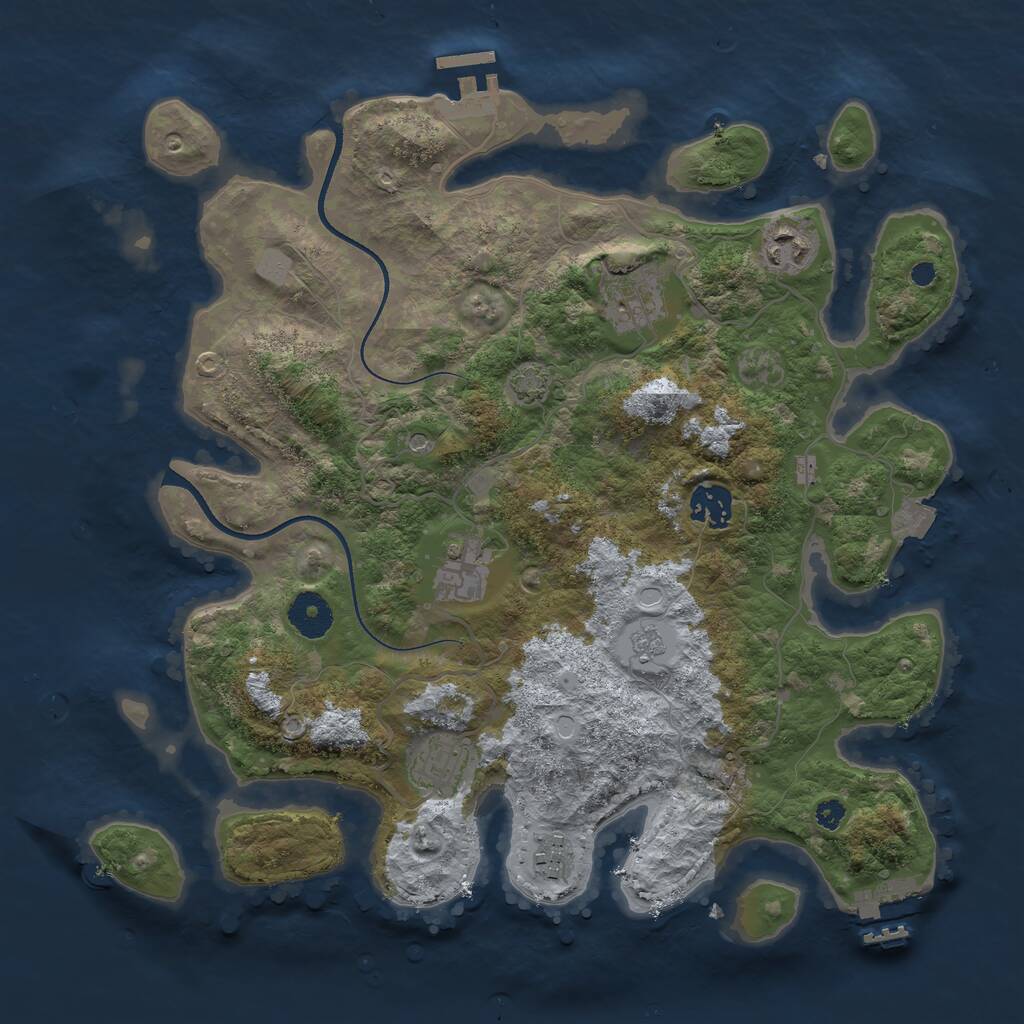 Rust Map: Procedural Map, Size: 3500, Seed: 1109720570, 12 Monuments