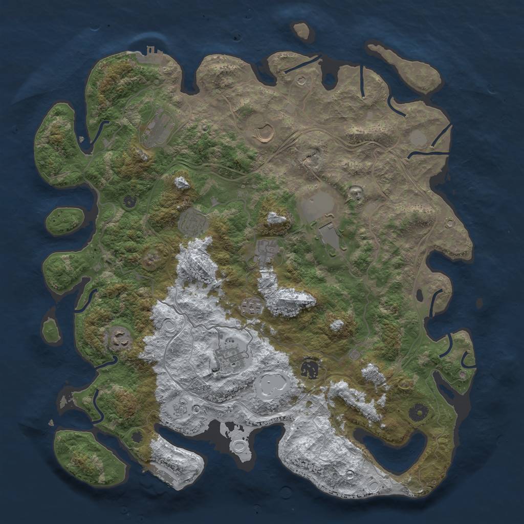 Rust Map: Procedural Map, Size: 4250, Seed: 1883501256, 18 Monuments