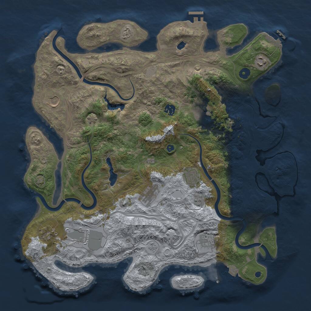 Rust Map: Procedural Map, Size: 4250, Seed: 1215225412, 16 Monuments