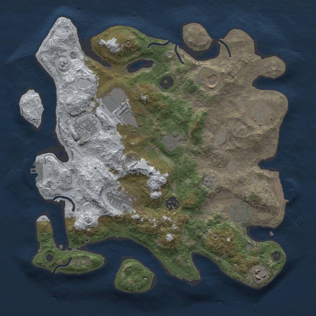 Rust Map: Procedural Map, Size: 3500, Seed: 1612596502, 19 Monuments