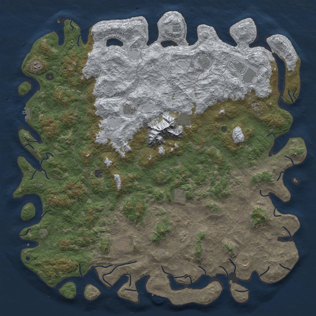 Rust Map: Procedural Map, Size: 6000, Seed: 1453701210, 20 Monuments
